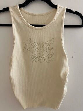 aerie Cream Ribbed Crop Tank Top